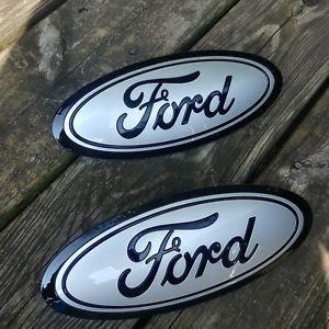 Custom Ford Oval Logo - 2015 17 Ford F150 GRILL & TAILGATE Emblem (2) CUSTOM INGOT SILVER