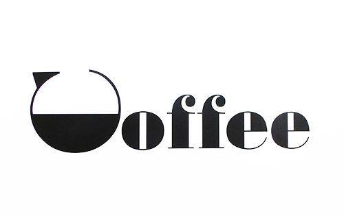 Coffee Word Logo - The first letter is turned on its side into a coffee pot silhouette ...