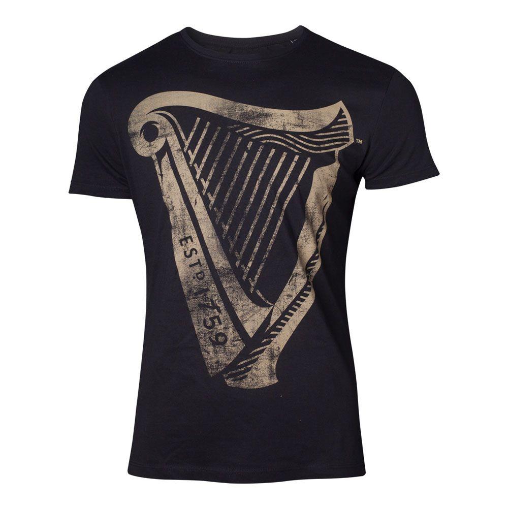 Black Guinness Harp Logo - GUINNESS Male Distressed Harp Logo T-Shirt, Small, Black ...