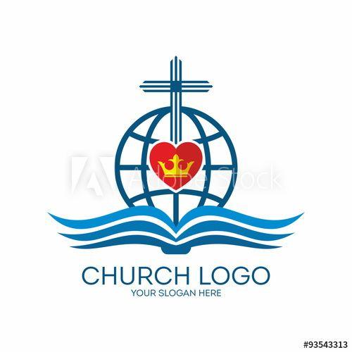 Church Globe Logo - Church logo. Missions, crown, heart, Bible, pages, globe, icon