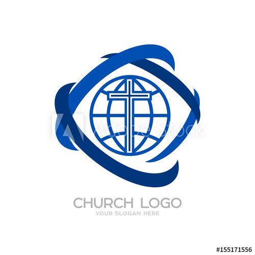 Church Globe Logo - Church logo. Cristian symbols. The Cross of Jesus and the Globe ...