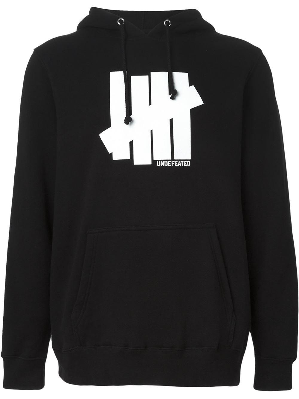 Undefeated Clothing Logo - Undefeated Logo Print Hoodie in Black for Men
