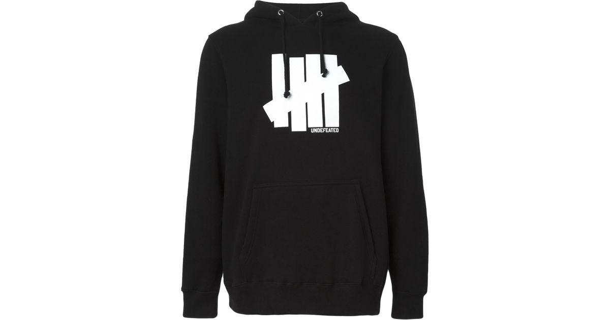 Undefeated Clothing Logo - Undefeated Logo Print Hoodie in Black for Men