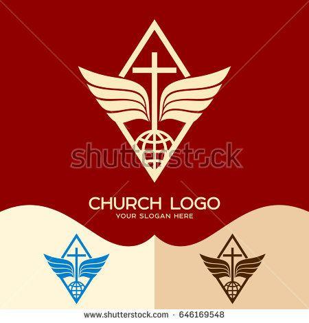 Globe with Wings Logo - Church logo. Cristian symbols. The cross of Jesus, the globe and ...