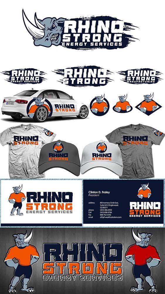 Square with Sportswear Company Logo - Masculine, Bold, Building Logo Design for Rhino Strong Energy ...