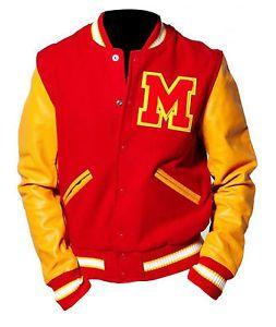 Red Yellow Orange Logo - MJ Michael Jackson Thriller Jacket M Logo Letterman Varsity Red ...