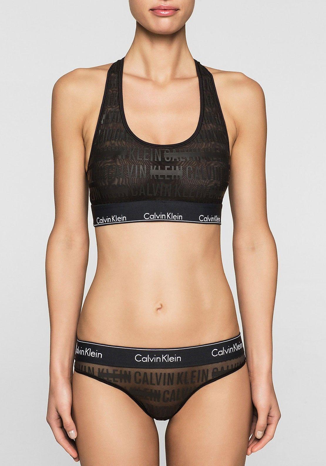 Sheer Logo - Calvin Klein Sheer Logo Bralette, Black | McElhinneys