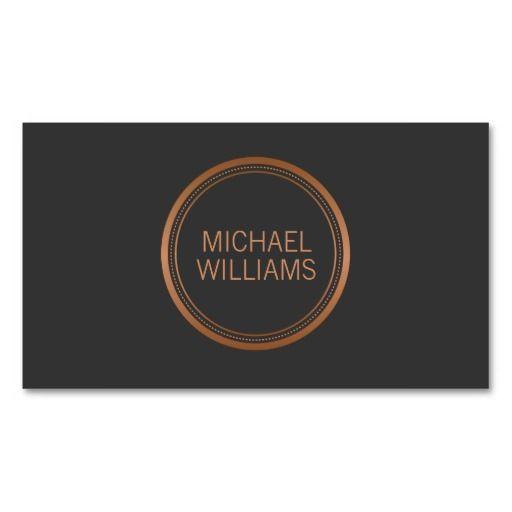 Copper and Gray Logo - Copper Circle Logo with Your Name on Dk Gray Business Card ...