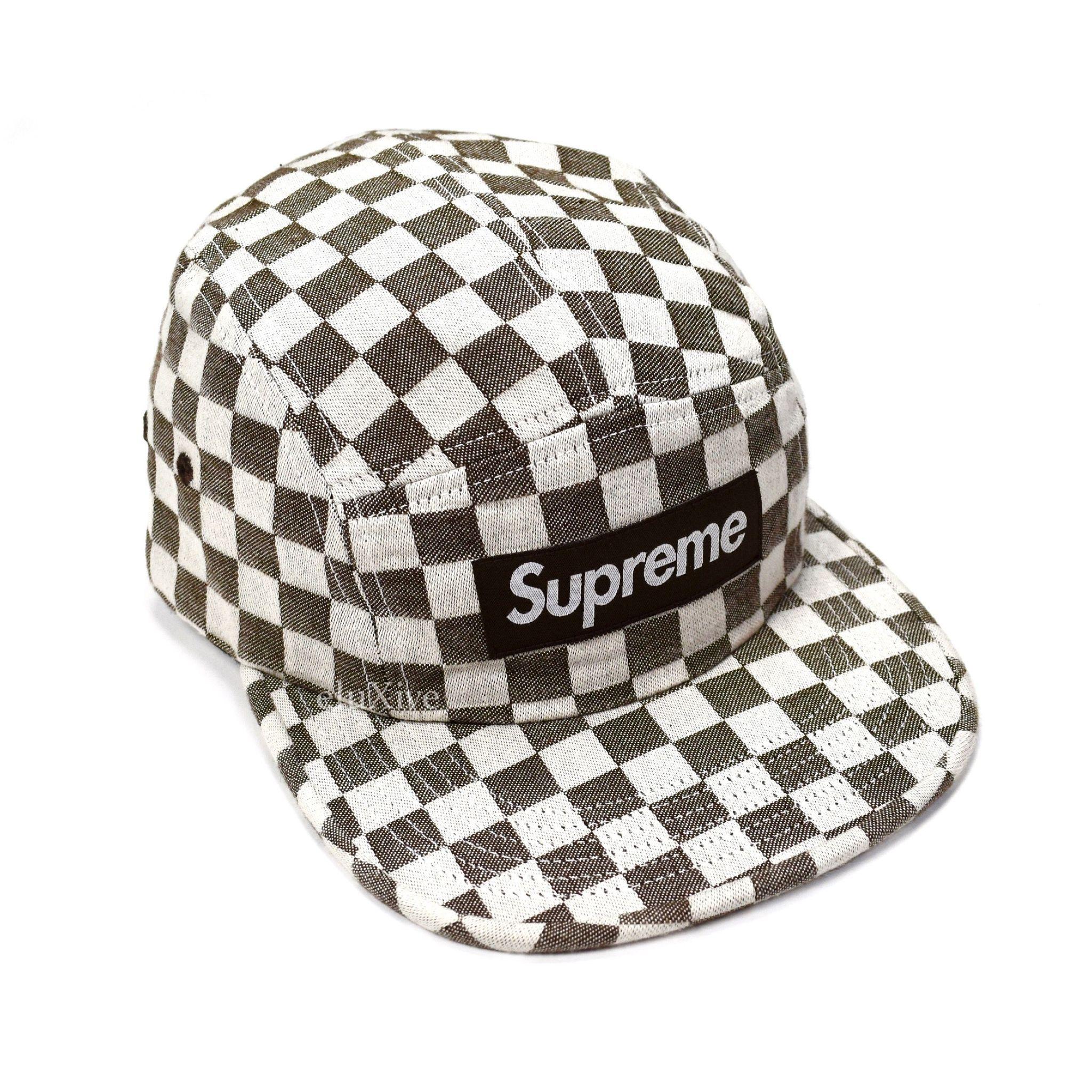 Brown and White Box Logo - Supreme - SS18 Brown / White Checkered Box Logo Camp Cap Hat – eluXive