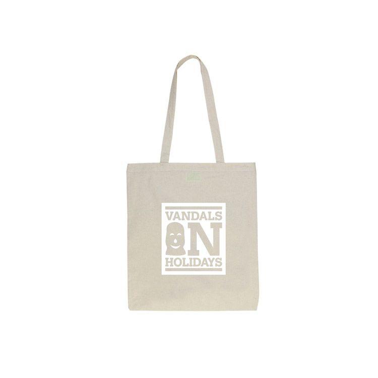 Brown and White Box Logo - Vandals on Holidays White Box Logo Tote - Vandals on Holidays