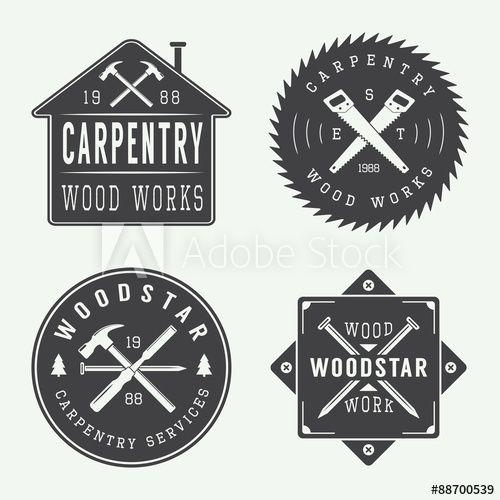 Carpentry Company Logo - Set of vintage carpentry and mechanic labels, emblems and logo ...