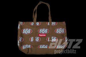 Brown and White Box Logo - supreme 666 denim tote bag brown ss17 2017 accessory red white
