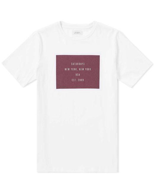 Brown and White Box Logo - Saturdays Nyc Saturdays Established Box Logo Tee in White for Men - Lyst