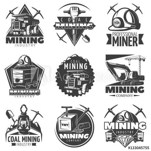 Vintage Coal Mining Logo - Vintage Mining Labels Set - Buy this stock vector and explore ...