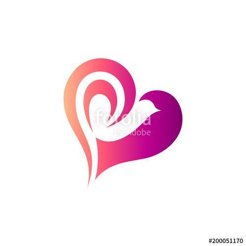 Love Bird Logo - Love Bird Logo, Bird In Heart Shape, Logo Template Ready For Use ...