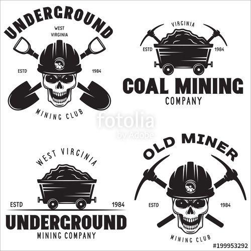 Vintage Coal Mining Logo - Set of mining or construction logos, badges, emblems and labels