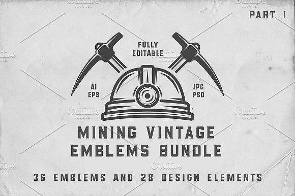 Vintage Coal Mining Logo - Vintage Mining Emblems part 1 Logo Templates Creative Market