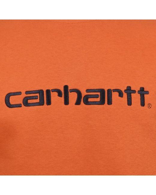 Carhartt Logo - Carhartt Logo Sweatshirt Orange in Orange for Men - Lyst