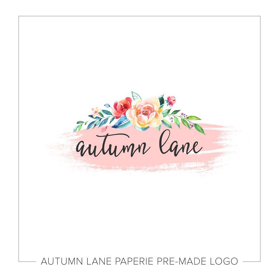 Yellow Floral Logo - Pink & Yellow Watercolor Floral Logo