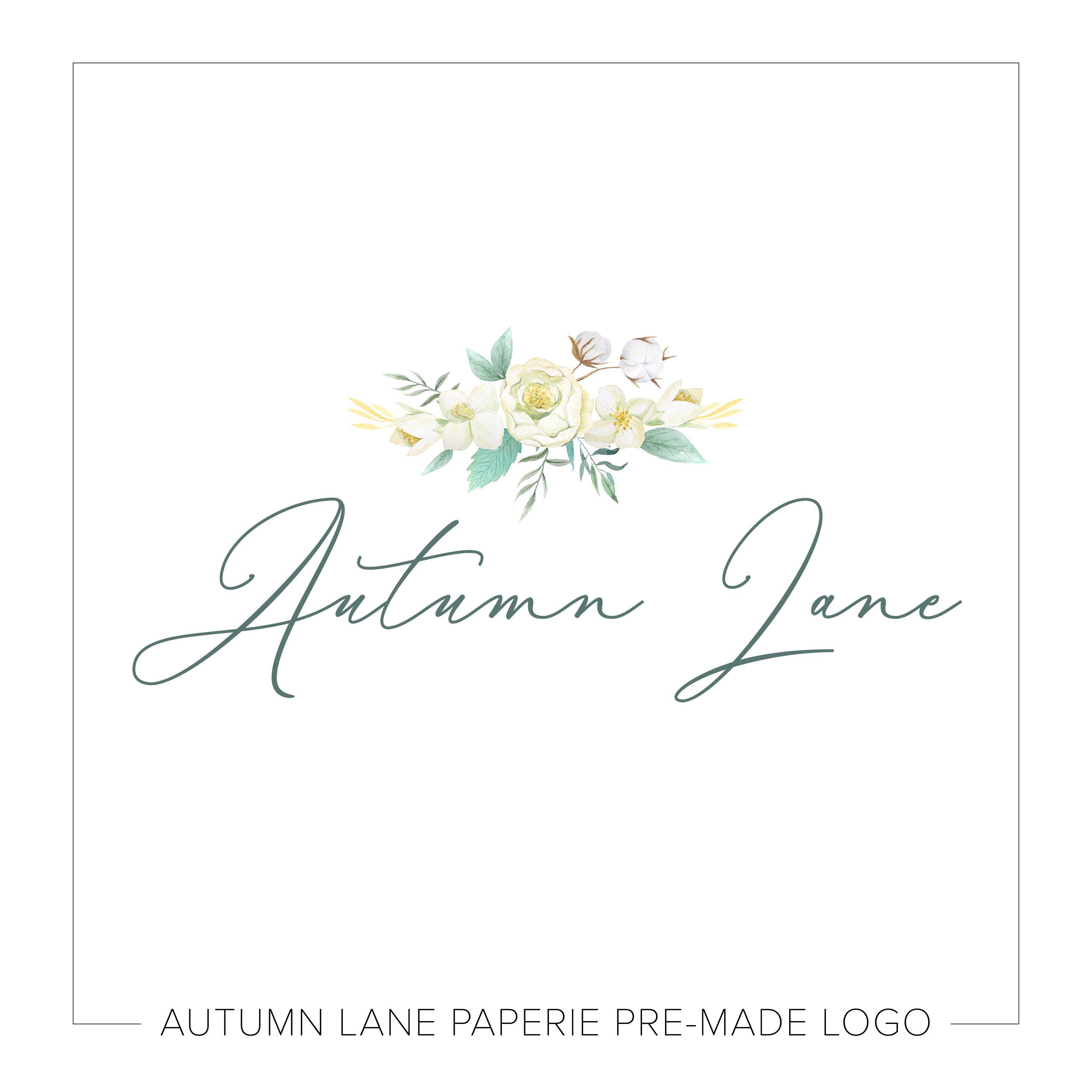 Yellow Floral Logo - Soft Minimalist Yellow Floral Logo L30 | Autumn Lane Paperie