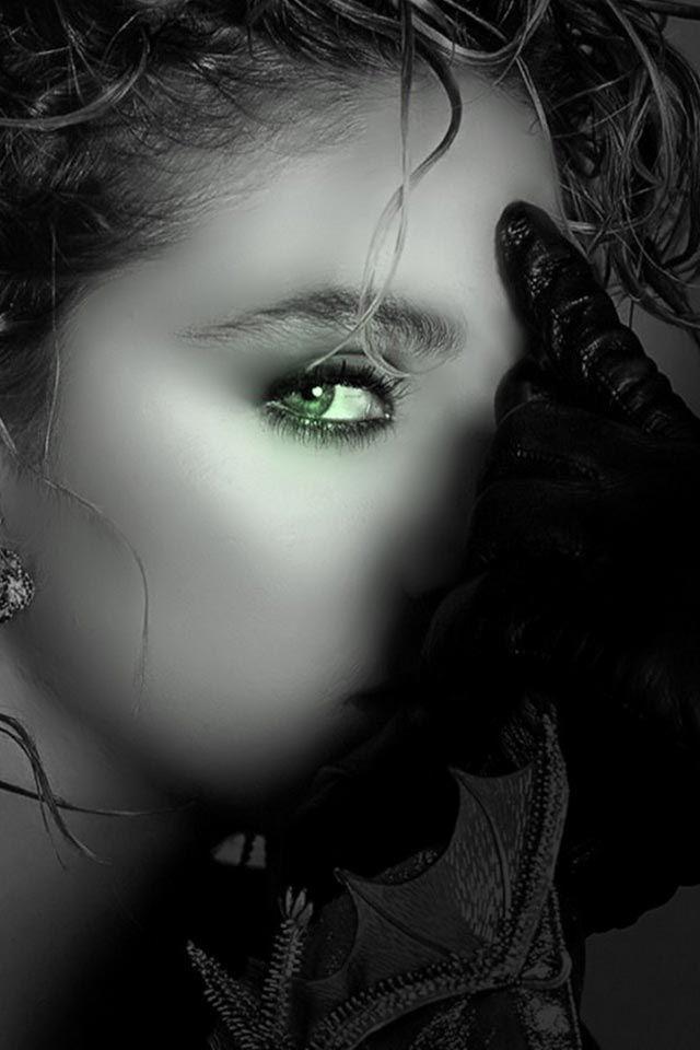Black and White with Green Eye Logo - Peaking green eyes. beautiful eyes. Black and white