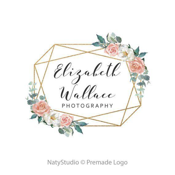 Floral Watercolor Logo - Premade logo design floral logo watercolor logo gold logo geometric ...
