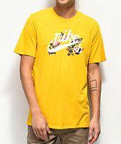 Yellow Floral Logo - Nike SB Old School Floral Logo Gold T Shirt