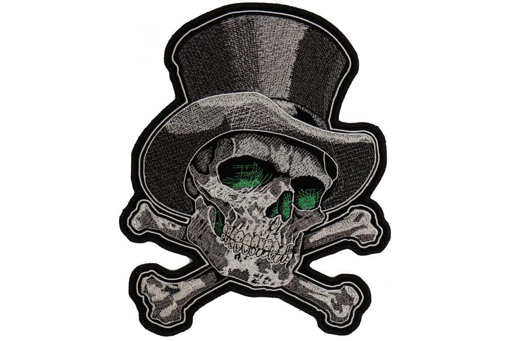 Black and White with Green Eye Logo - Green Eye Skull with Tall Hat Large Back Patch