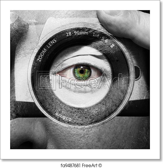 Black and White with Green Eye Logo - Free art print of Camera painted on male face with green eyes ...