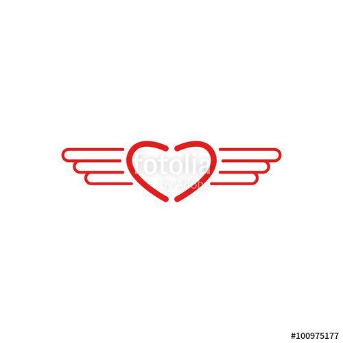 Red Heart Logo - Red heart logo wings shape monogram style, medical volunteer mockup