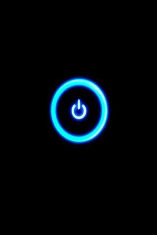 On Black Background iPhone Logo - Blue Light Power Logo Black Background iPhone Wallpaper