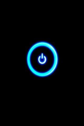 On Black Background iPhone Logo - Blue Light Power Logo Black Background iPhone Wallpaper