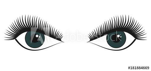 Black and White with Green Eye Logo - Couple of green female beautiful stilized eyes with long attractive