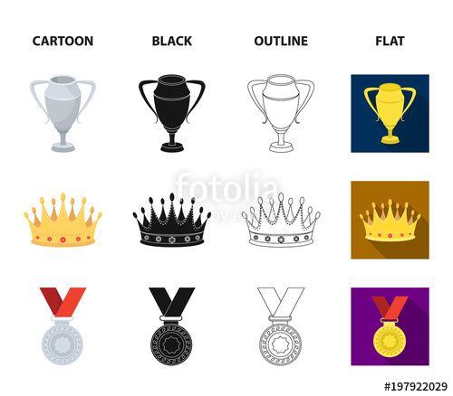 Red and Gold with Yellow Outline Logo - A silver cup, a gold crown with diamonds, a medal of the laureate, a