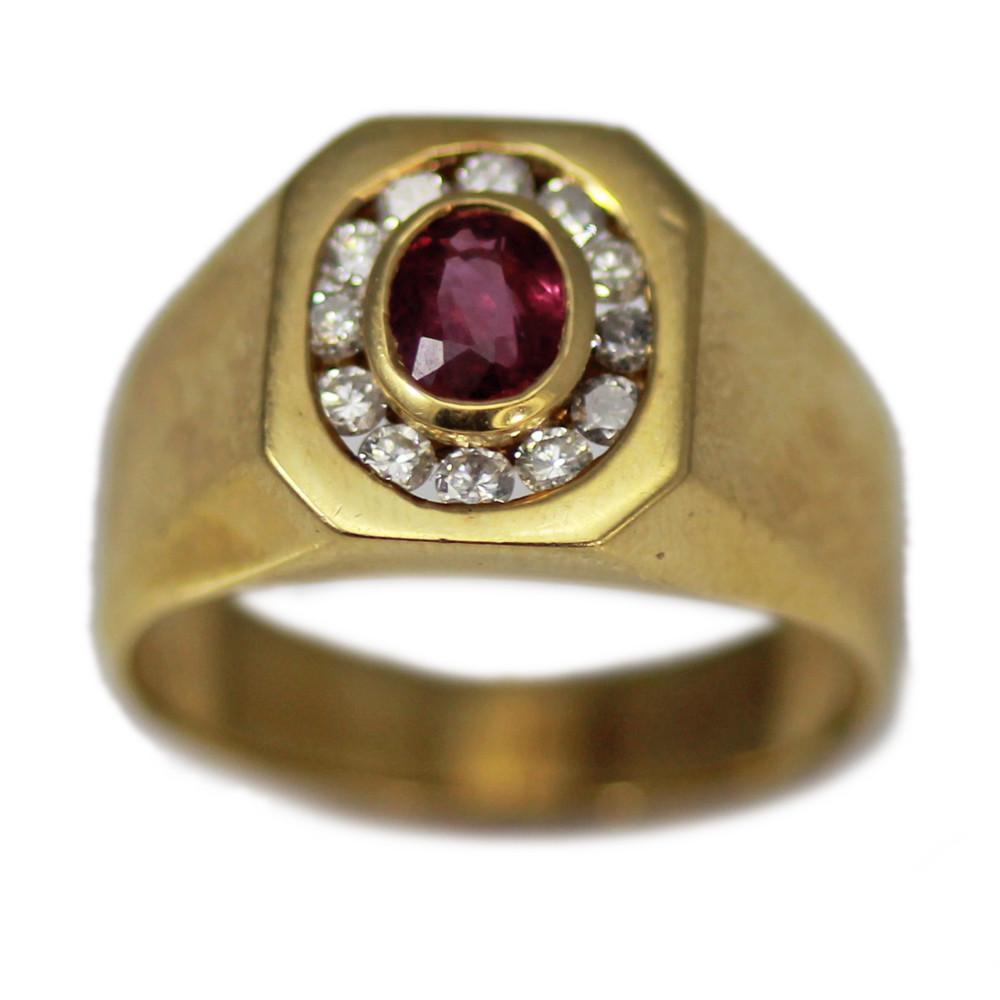Red and Gold with Yellow Outline Logo - 14K Yellow Gold Diamond Outline Ruby Ring – Mira Jewelry Design