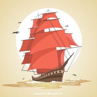Red Sailing Ship Logo - Ship Vectors, Photo and PSD files