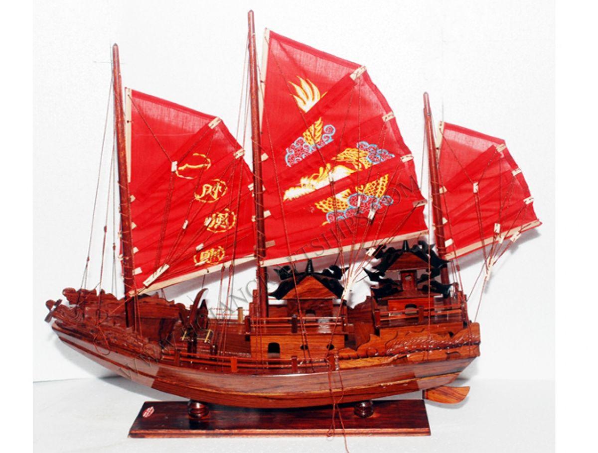 Red Sailing Ship Logo - Ha Long Junk - Red sail (Rose Wood)