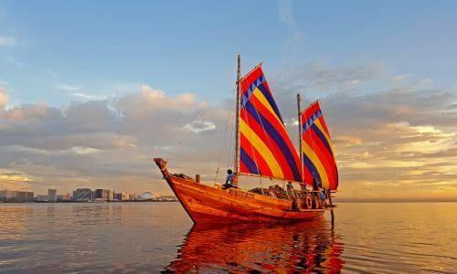 Red Sailing Ship Logo - No radar, no lights and no loo: Filipino adventurers take slow boat