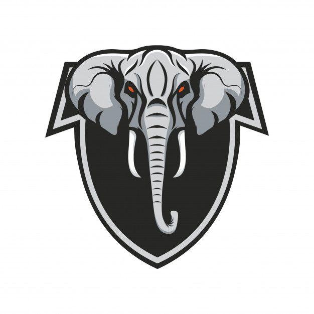 Elephant Black and White Logo - Elephant logo mascot sport illustration Vector | Premium Download