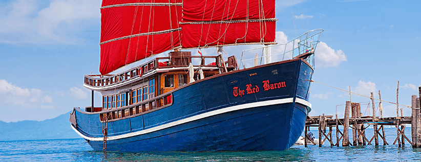 Red Sailing Ship Logo - Private Sailing Cruise on Samui