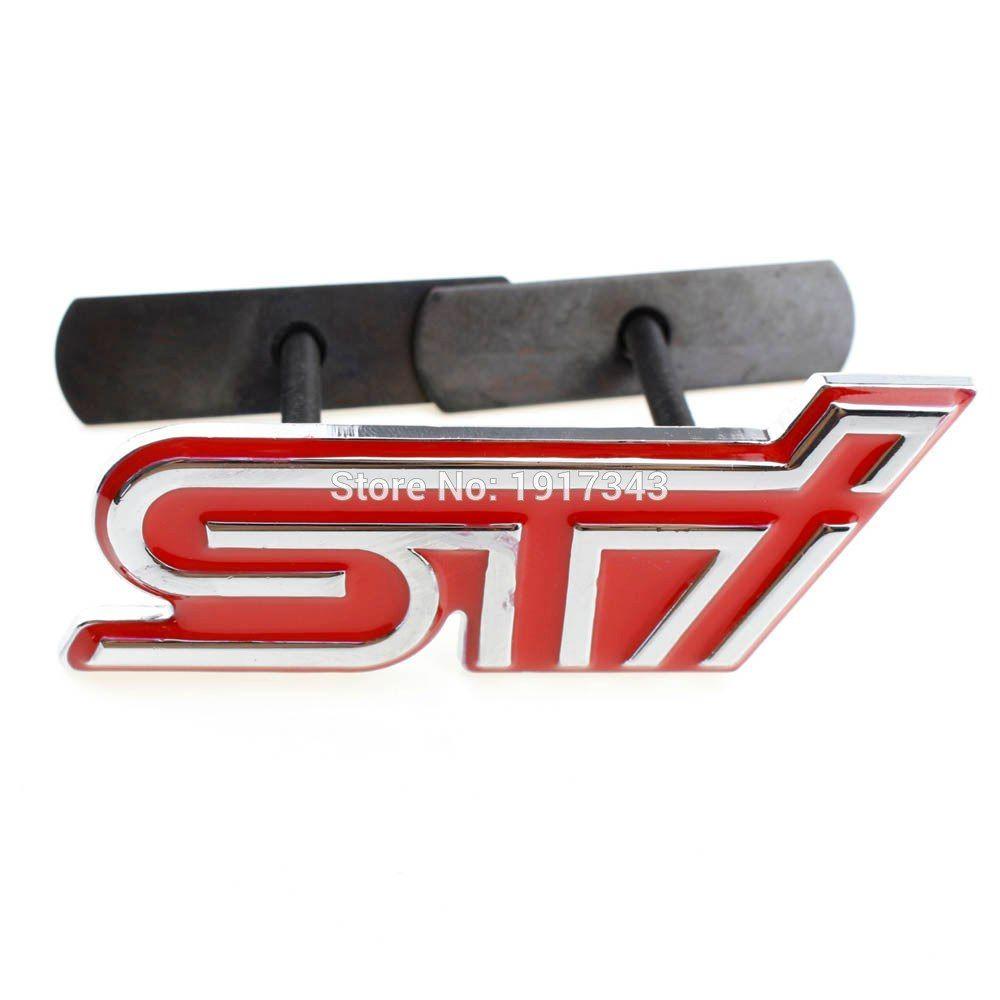 Subaru Grill Logo - 8*2.9CM 3D METAL PINK/RED STI GRILL LOGO EMBLEM BADGE FOR SUBARU ...