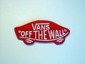 Red Vans Logo - 1x Red Vans Logo Patch Embroidered Cloth Applique Badge Patches Iron ...