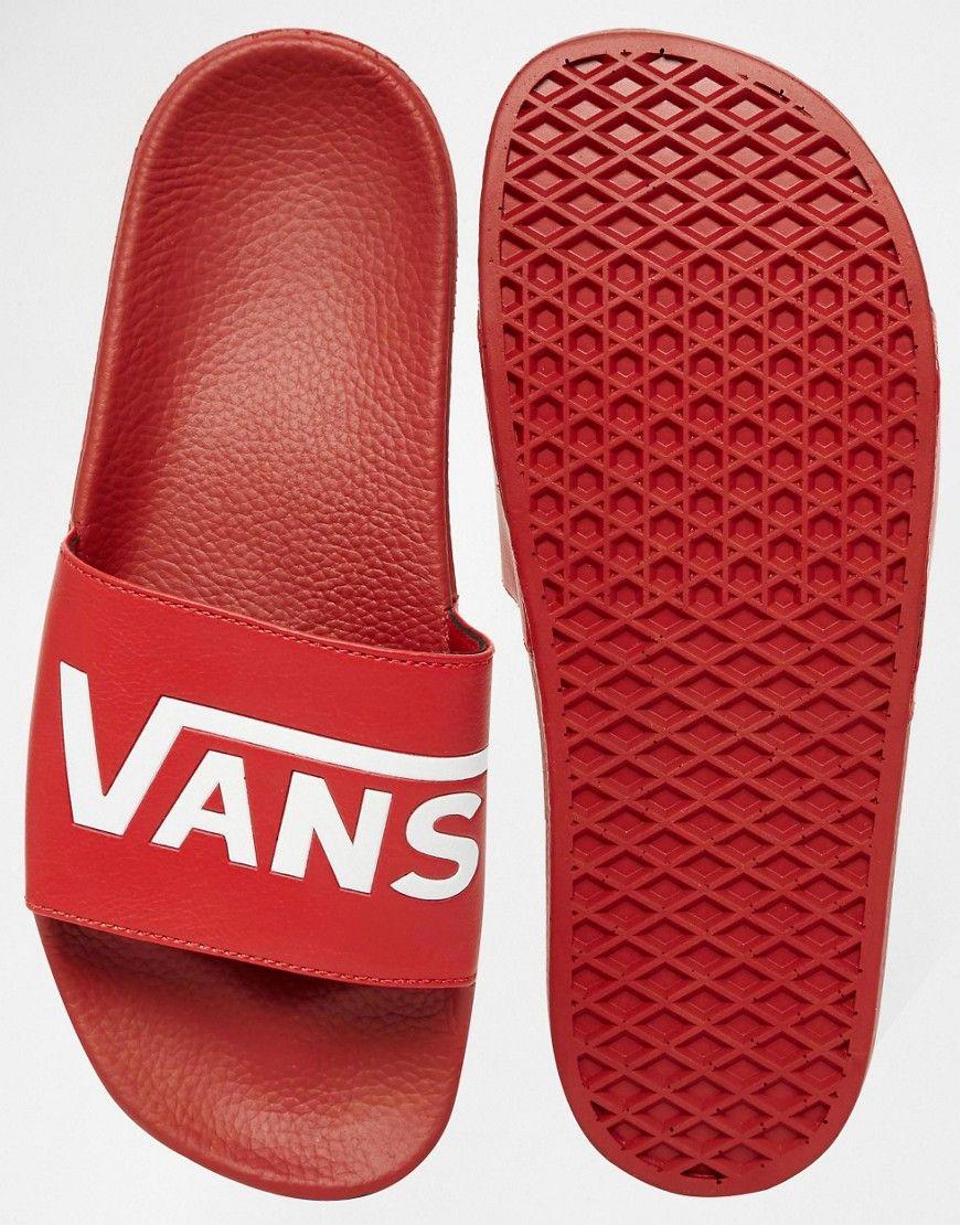 Red Vans Logo - High quality Men Vans Logo Slider Flip Flops In Red Vans Red, You ...