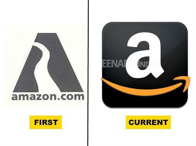 First Amazon Logo - Logo Evolution of Famous Brands Eenadu India English