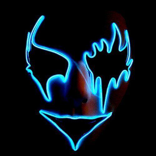Cool Light Blue Logo - Leisurely Lazy El Wire Glowing Mask Luminous LED Light Up Cool