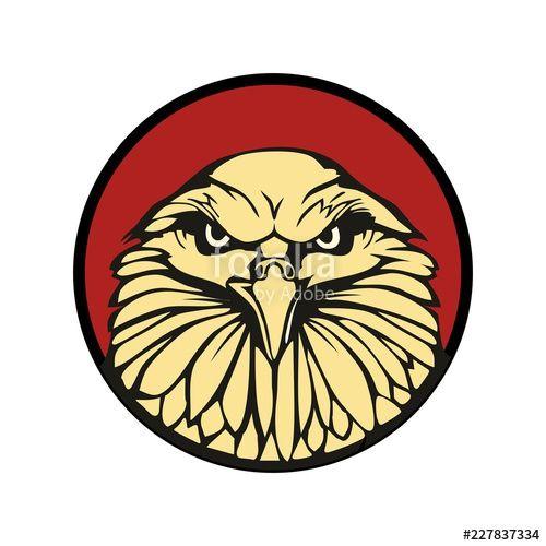 Red Bird Yellow Circle Logo - Eagle in red circle. Flat vector illustration. For label, logo, web ...