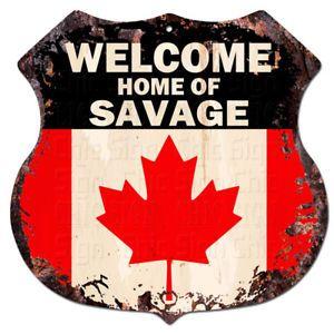 Savage Family Logo - BPWC0640 Canada Flag Welcome Home of SAVAGE Family Name Sign Decor ...