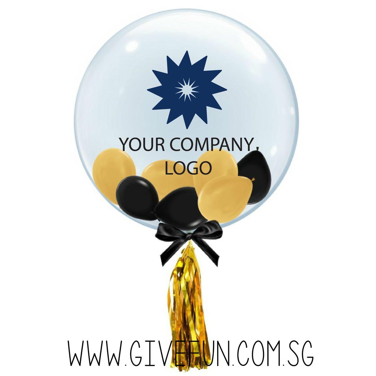 Metallic Company Logo - Personalised Crystal Clear Transparent Balloons for Company Logo