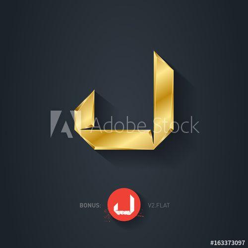 Metallic Company Logo - Vector gold font, Letter J. Elegant Template for company logo