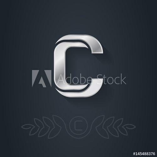 Metallic Company Logo - Letter C. Template for company logo with monogram element. Vector